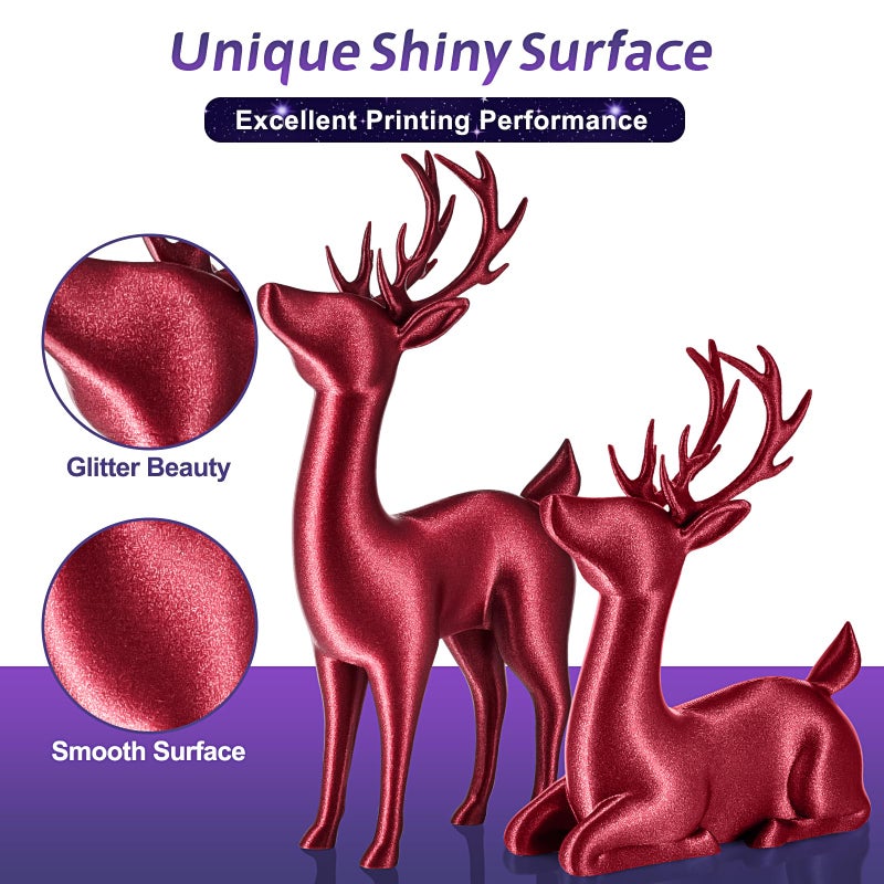 ERYONE Galaxy PLA 3D Printer Filament, Sparkle Glitter PLA, 1.75mm +/-0.03mm, 1kg(2.2LBS)/Spool, Christmas Filament, Galaxy Red - Image 2